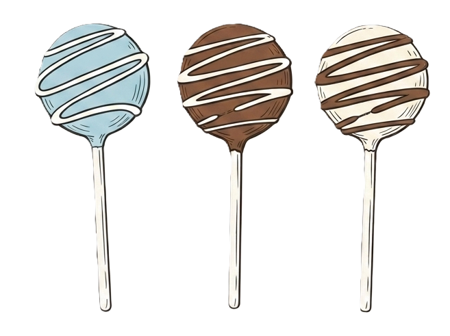 Krumble & Co. — three hand-decorated cake pops